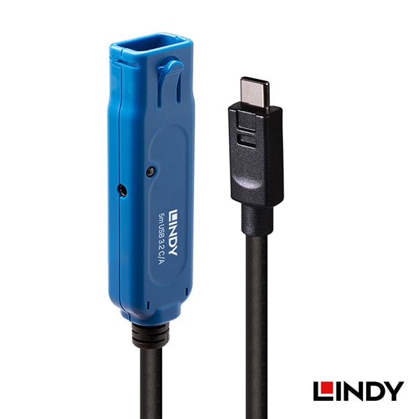 【会員価格/SALE】LINDY(リンディー) USB 3.2 Gen1 Type-C to Type-A オス/メス アクティブ延長ケーブル 8m 43381