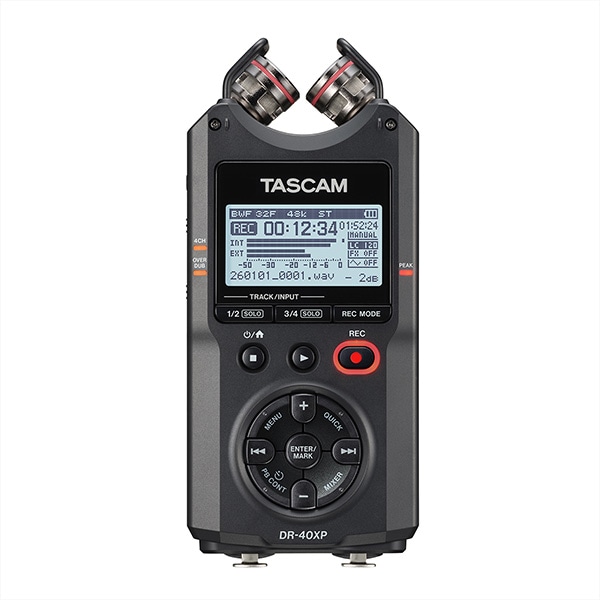 【予約受付中】TASCAM(タスカム) 4chポータブルレコーダ(可動式マイク・XLR/TRS入力搭載32ビットフロート録音対応) DR-40XP