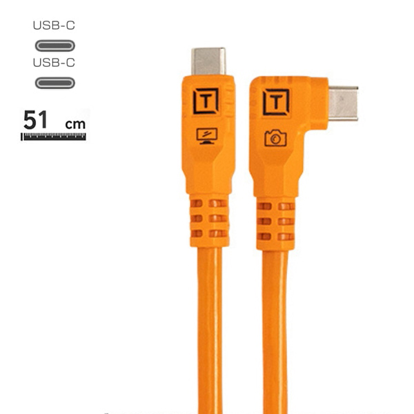 【予約受付中/-6/14キャンペーン】TETHER TOOLS(テザーツールズ) テザープロ オプティマ 10G USB-C ケーブル ライトアングル(51cm) CUCRTC1G2-ORG