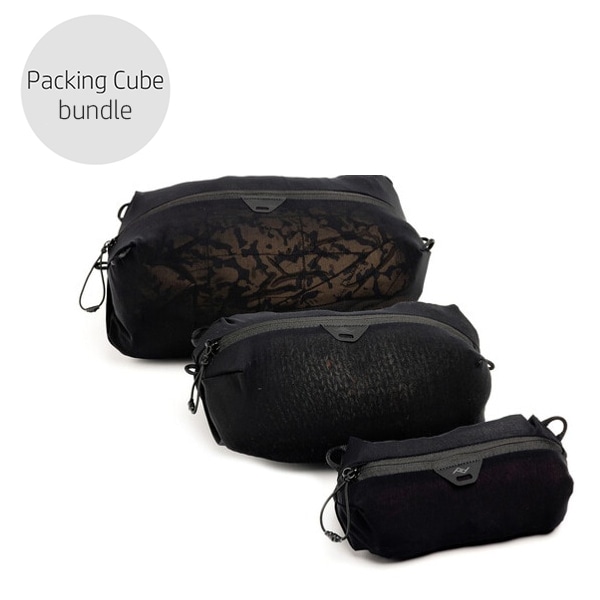 Peak Design(ピークデザイン) ウルトラライト メッシュ パッキング キューブ バンドル(XXスモール - Xスモール - スモール) ブラック / BUMP-B3-BK-1
