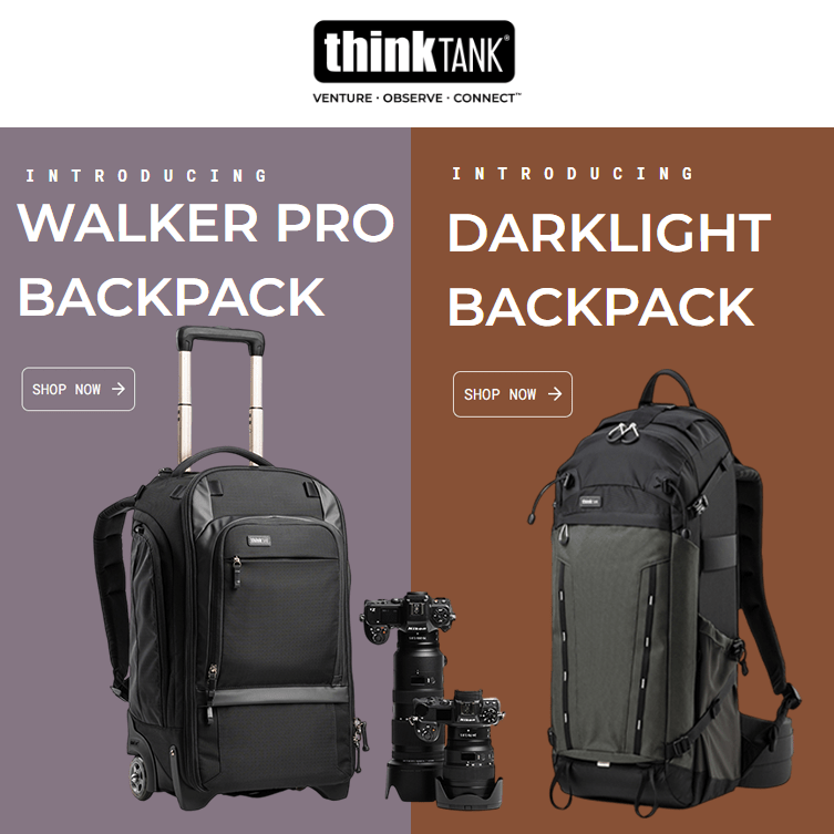 【thinkTANKphoto】大容量！人気シリーズに新製品「ウォーカー プロ ローリング バックパック」「バックライト ロング レンズ バッグ」