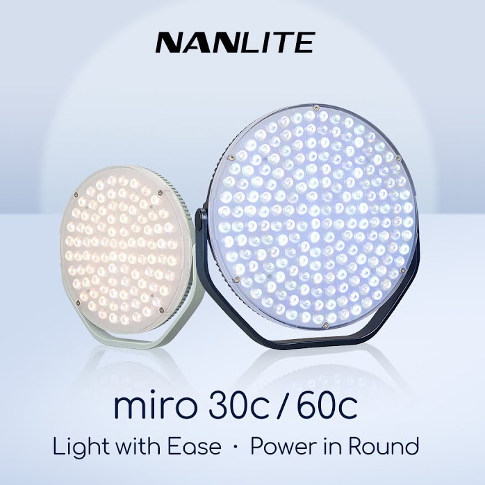 【NANLITE】コンパクト＆スリムで軽量設計フルカラーLEDラウンドパネルライト 「miro 30c / 60c」登場