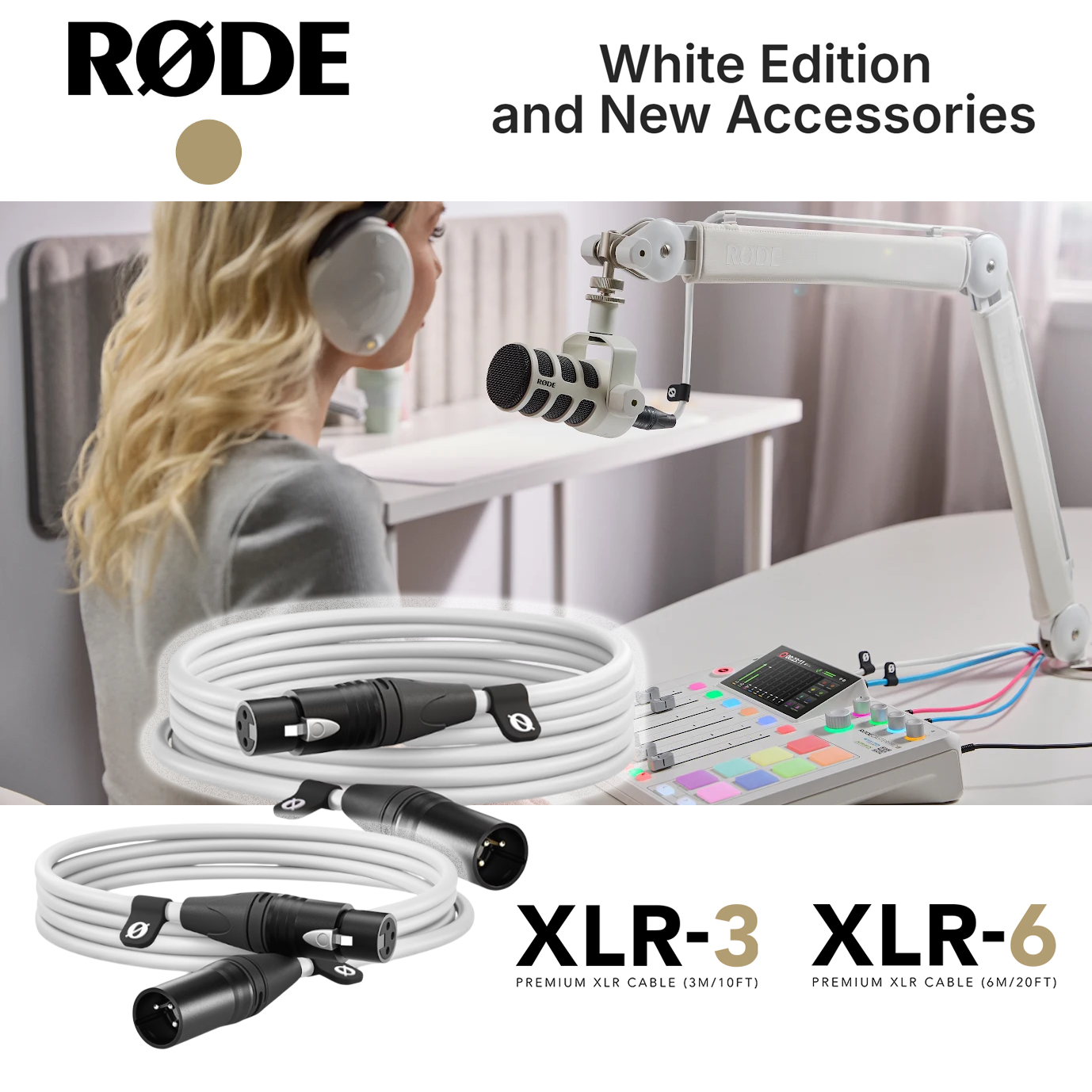 【RODE】ホワイトシリーズに「XLR-6」＆「XLR-3」のケーブルが登場！