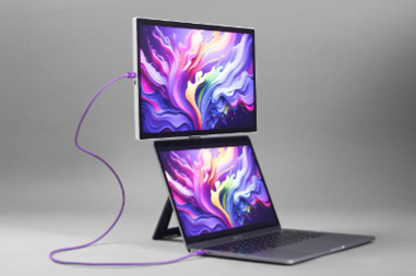 USB-Cケーブル1本でノートPCと接続する様子